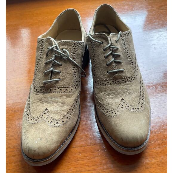 Cole Haan Women's Shoes Wing Tip Buff Color Suede 9 1/2 B Light Gray Sole - Picture 1 of 5